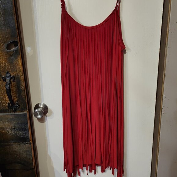 NWT WOMANS RED FRINGE MINI DRESS SZ XL - Picture 3 of 6